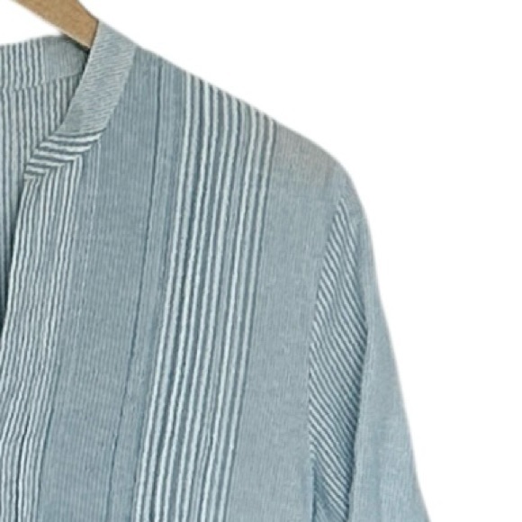 NEW MADEWELL Pleated Splitneck Mini Shirtdress Blue & White Multi Stripe Size XS - Picture 7 of 9